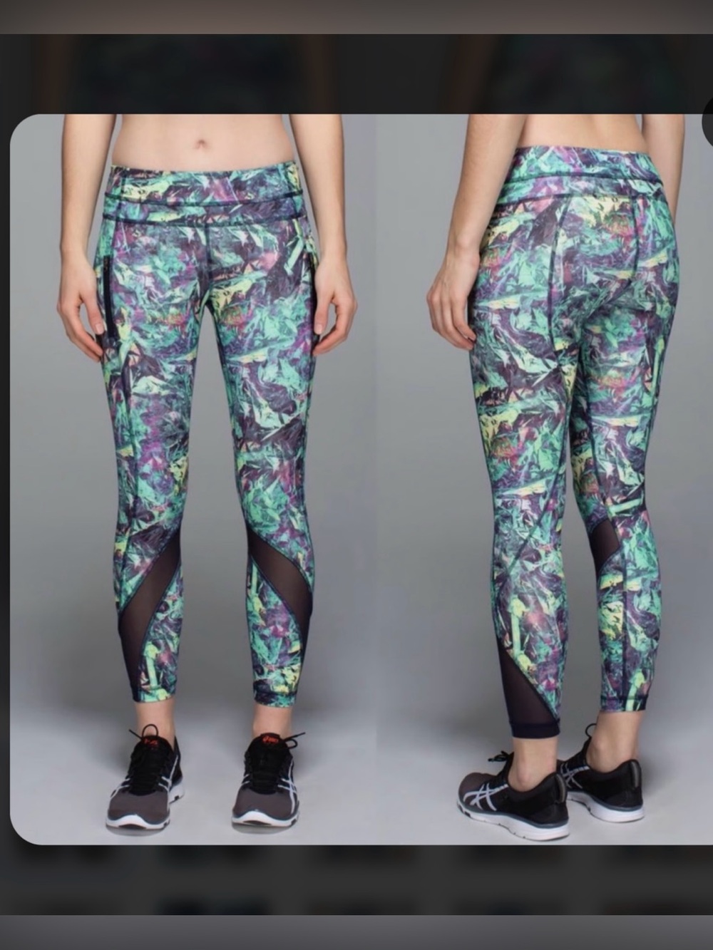 lululemon athletica Multicolor Abstract Print Leggings with Black Mesh